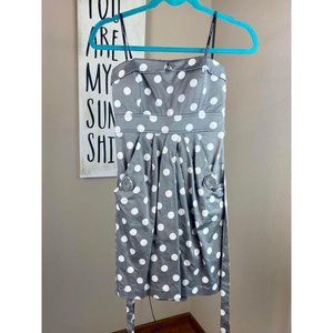 Grey Strapless Polka Dot Dress